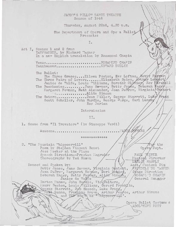 Jacob's Pillow Dance Theatre, Season of 1946: Department of Opera and Opera Ballet
