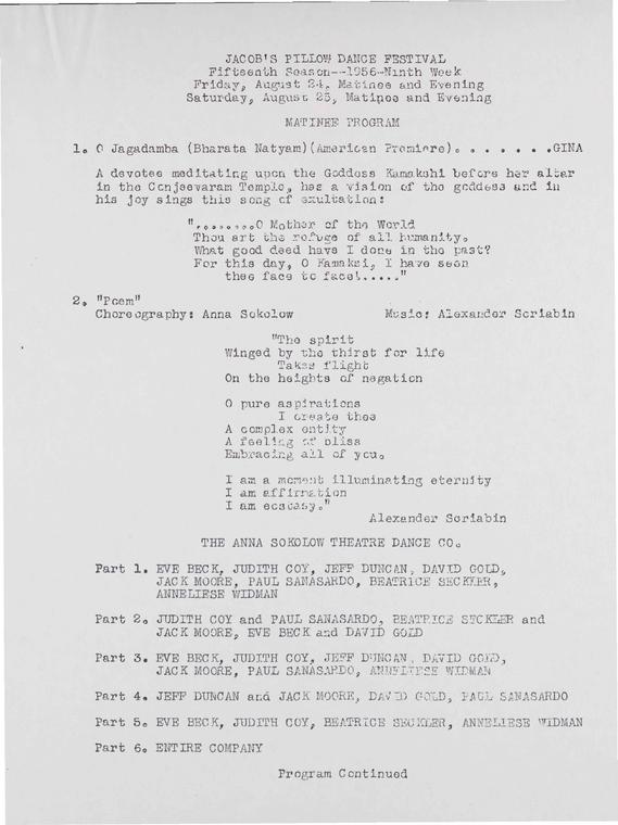 Fifteenth Season - 1956 - Ninth Week, Matinee Program