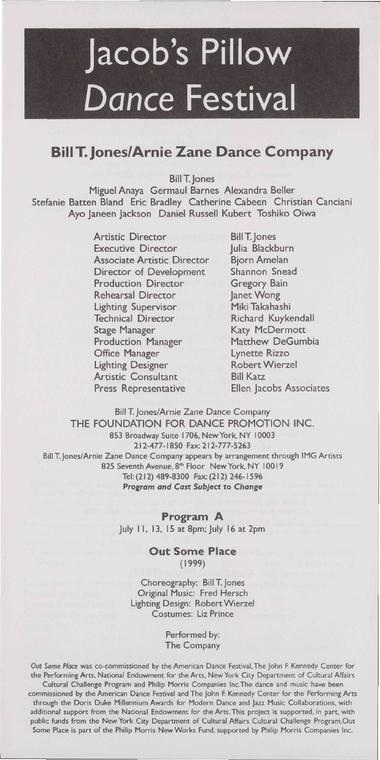 Bill T. Jones/Arnie Zane Company Performance Program 2000