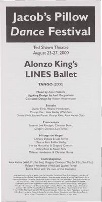 Alonzo King's LINES Ballet Performance Program 2000