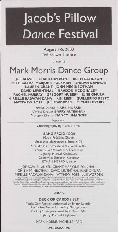 Mark Morris Dance Group Performance Program 2000