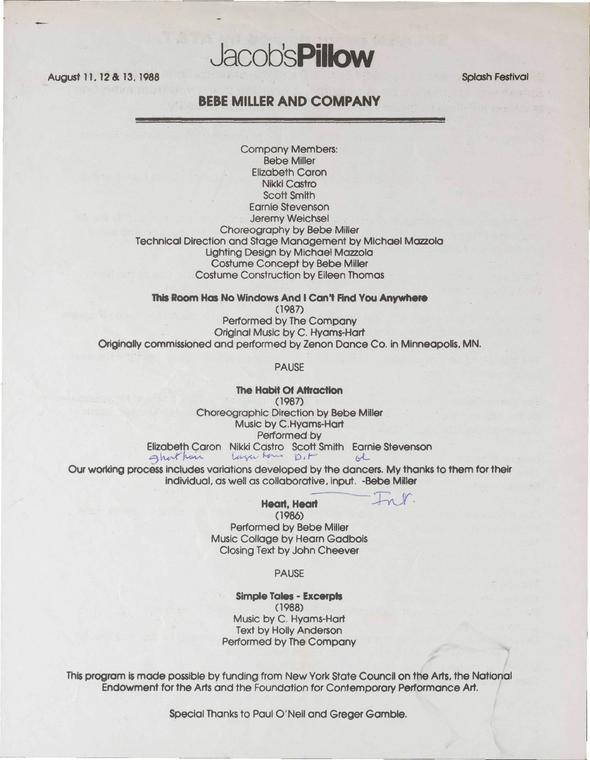 Bebe Miller & Company Performance Program 1988