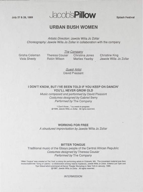 Urban Bush Women Performance Program