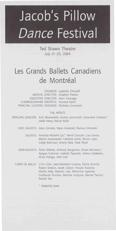 Les Grands Ballet Canadiens de Montreal Performance Program