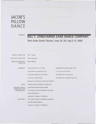 Bill T. Jones/Arnie Zane Dance Company Program 2008
