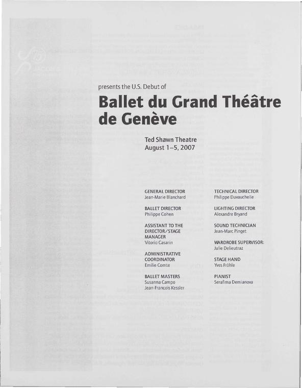 Ballet du Grand Theatre de Geneve Performance Program