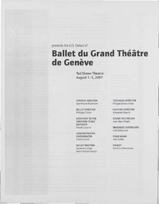 Ballet du Grand Theatre de Geneve Performance Program