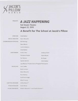 A Jazz Happening Performance Program 2010