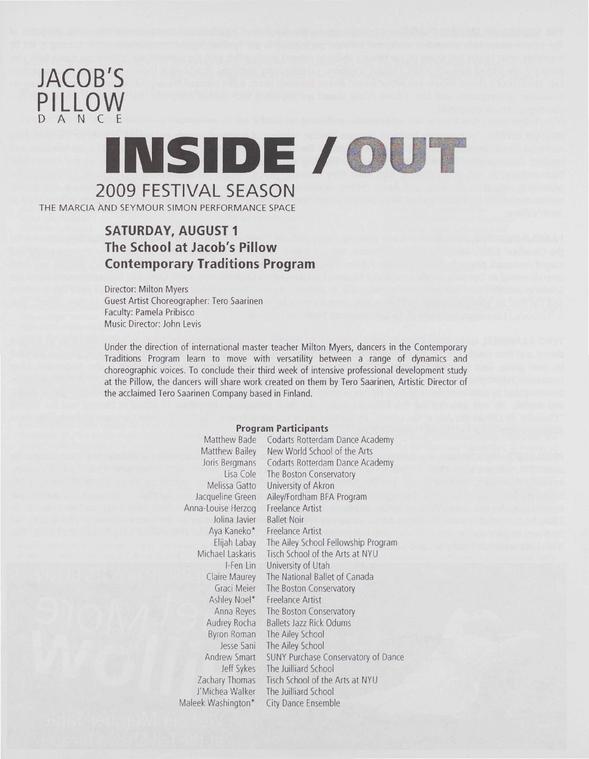 Contemporary Program: Inside/Out Performance Program