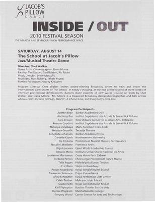 Jazz/Musical Theatre Inside/Out Performance Program 2010