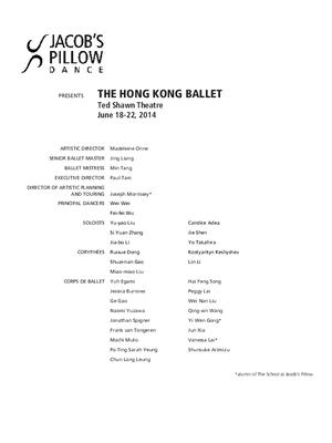 Hong Kong Ballet Performance Program 2014