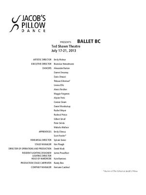 Ballet BC Performance Program 2013