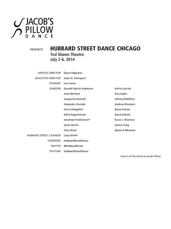 Hubbard Street Dance Chicago Performance Program 2014