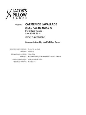 Carmen de Lavallade Performance Program 2014