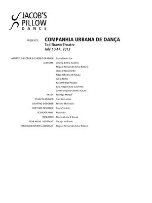 Companhia Urbana De Danca Performance Program 2013