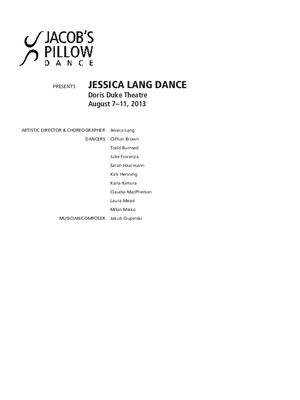 Jessica Lang Dance Performance Program 2013