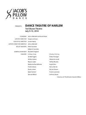Dance Theatre of Harlem Performance Program 2014