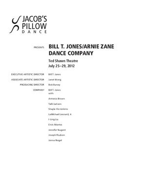 Bill T. Jones / Arnie Zane Dance Company Performance Program 2012
