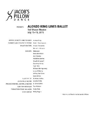Alonzo King LINES Ballet Performance Program 2015