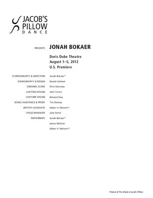 Jonah Bokaer Performance Program 2012