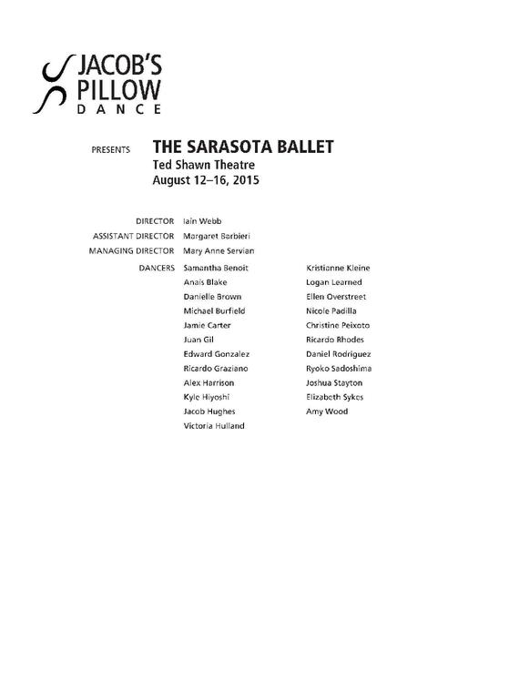 The Sarasota Ballet Performance Program 2015