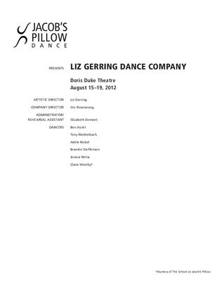 Liz Gerring Dance Company Performance Program 2012