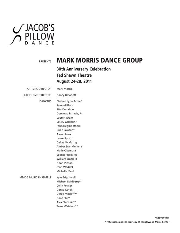 Mark Morris Dance Group Program 2011