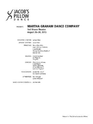 Martha Graham Dance Company Performance Program 2015