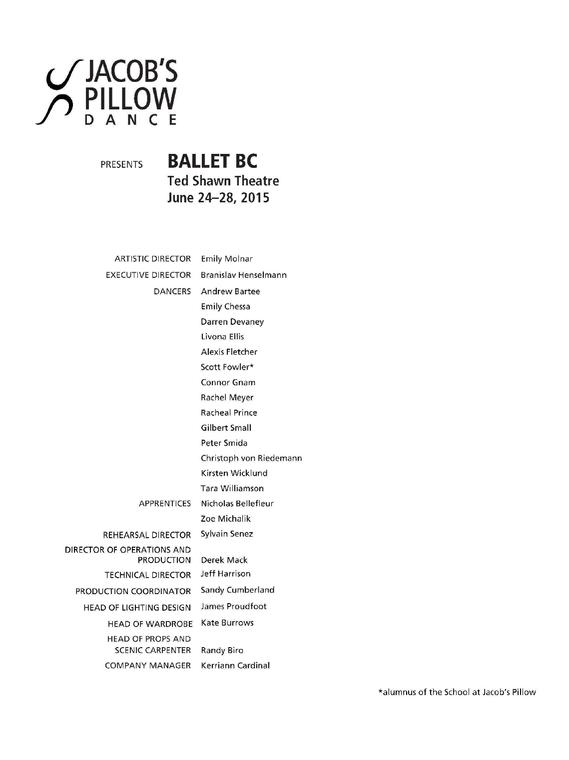Ballet BC Performance Program 2015