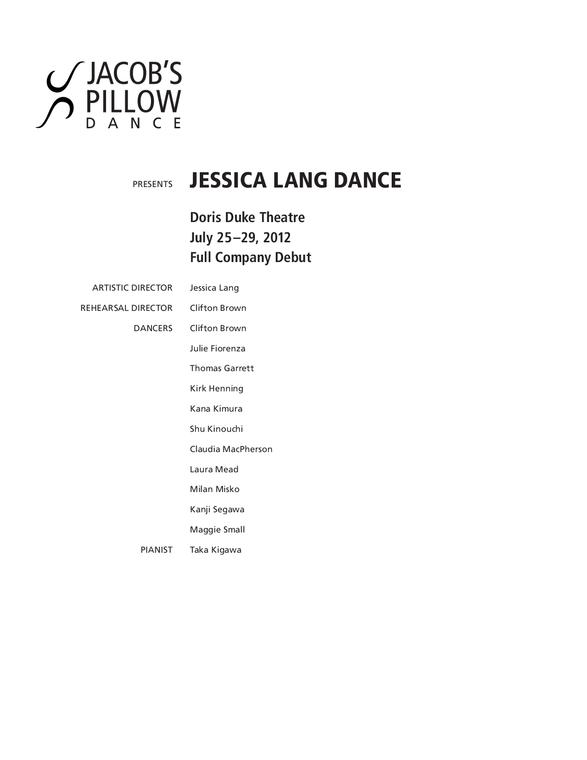 Jessica Lang Dance Performance Program 2012
