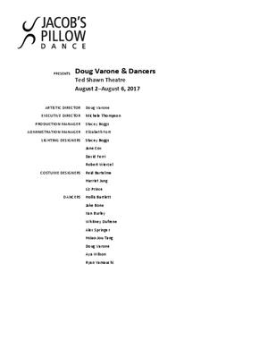 Doug Varone & Dancers Program 2017