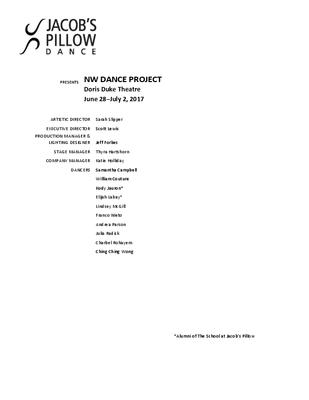 NW Dance Project Program 2017
