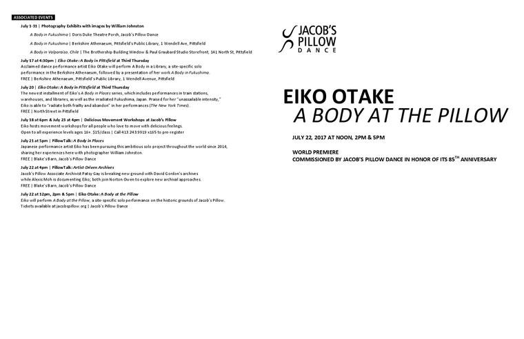 Eiko Otake: A Body at the Pillow Program 2017