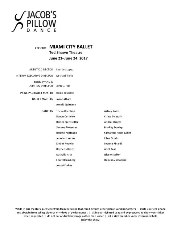 Miami City Ballet Program 2017