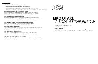 Eiko Otake: A Body at the Pillow Program 2017