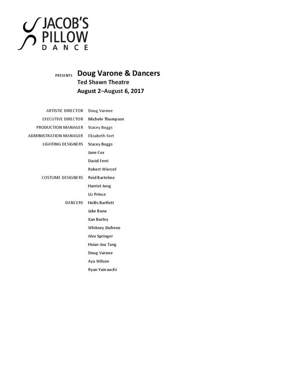 Doug Varone & Dancers Program 2017