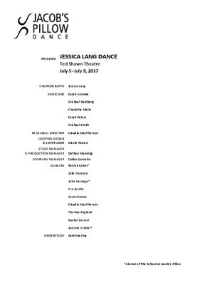 Jessica Lang Dance Program 2017