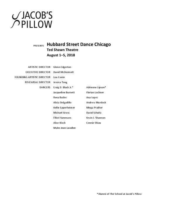 Hubbard Street Dance Chicago Program 2018