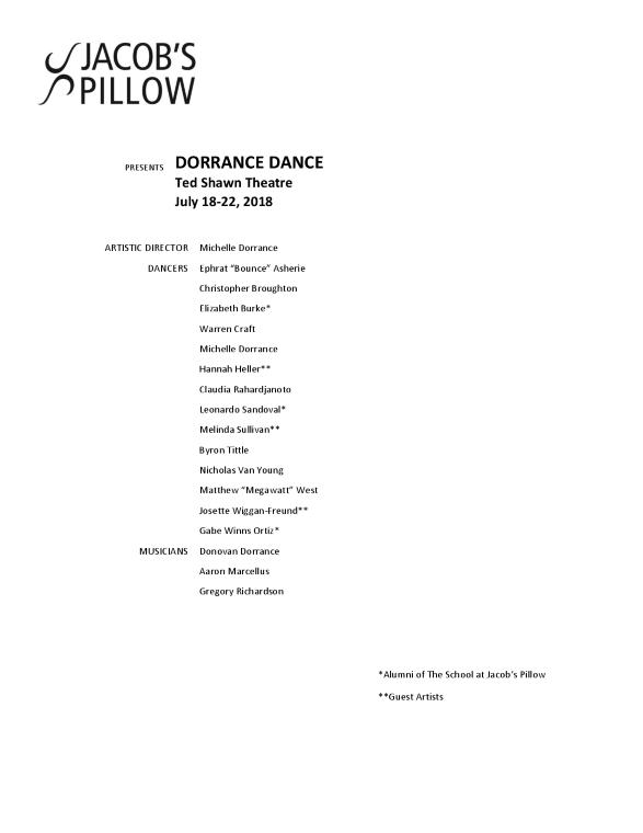 Dorrance Dance Program 2018