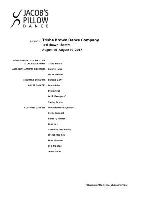 Trisha Brown Dance Company Program 2017