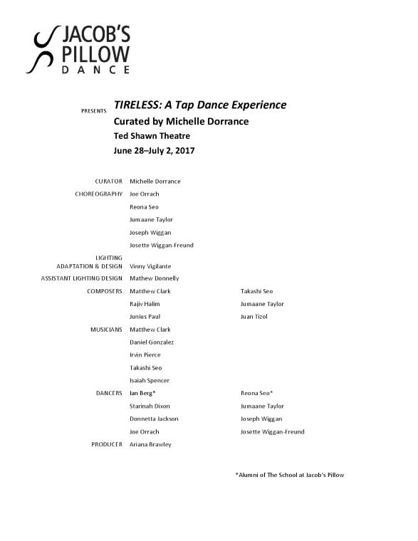 TIRELESS A Tap Dance Experience Program 2017