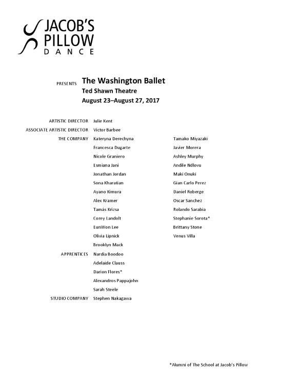 The Washington Ballet Program 2017