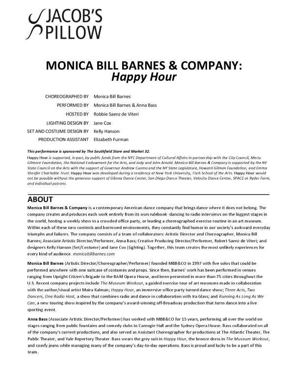 Monica Bill Barnes & Company Program 2018
