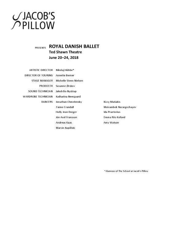 Royal Danish Ballet Program 2018