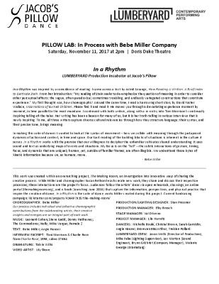 Bebe Miller Company Pillow Lab Program 2017