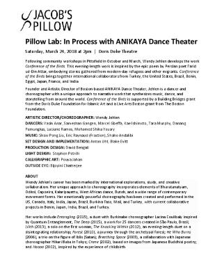 ANIKAYA Dance Theater Pillow Lab Program 2018
