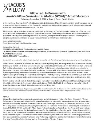 Jacob’s Pillow Curriculum in Motion (JPCiM) Artist Educators Pillow Lab Program 2018