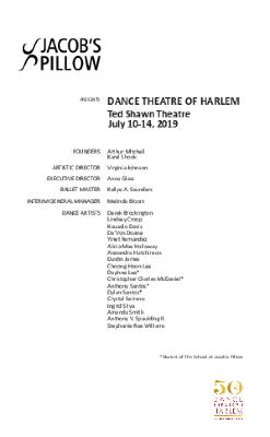 Dance Theatre of Harlem Program 2019