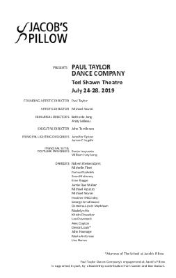 Paul Taylor Dance Company Program 2019