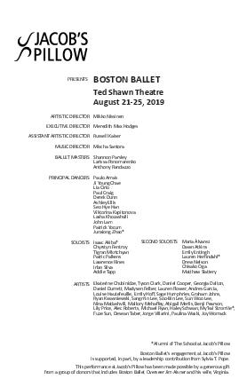 Boston Ballet Program 2019